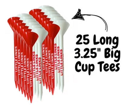 Big Cup Golf Tees - 25 Pack - Red & White